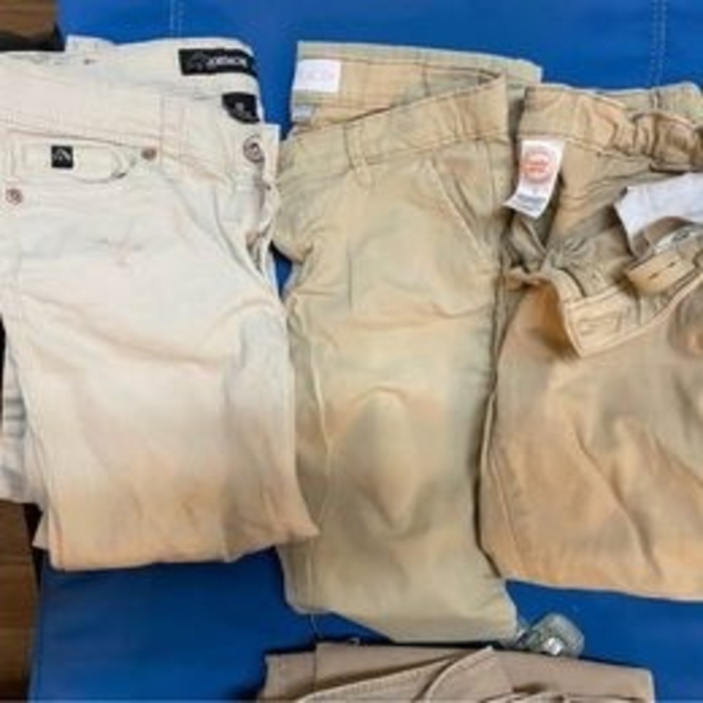 (3) used sz 12 Junior girls pants tan color could be used  as uniform pants